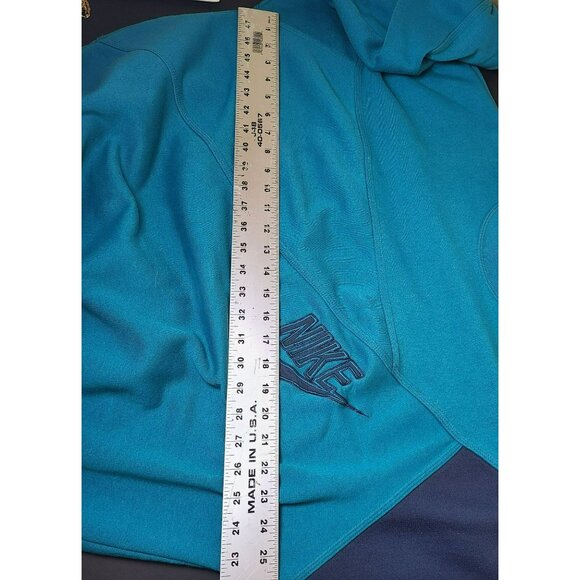 VTG 90s Nike Colorblock Crewneck Sweatshirt Sz LG Turquoise & Navy Blue Swoosh - Picture 6 of 8